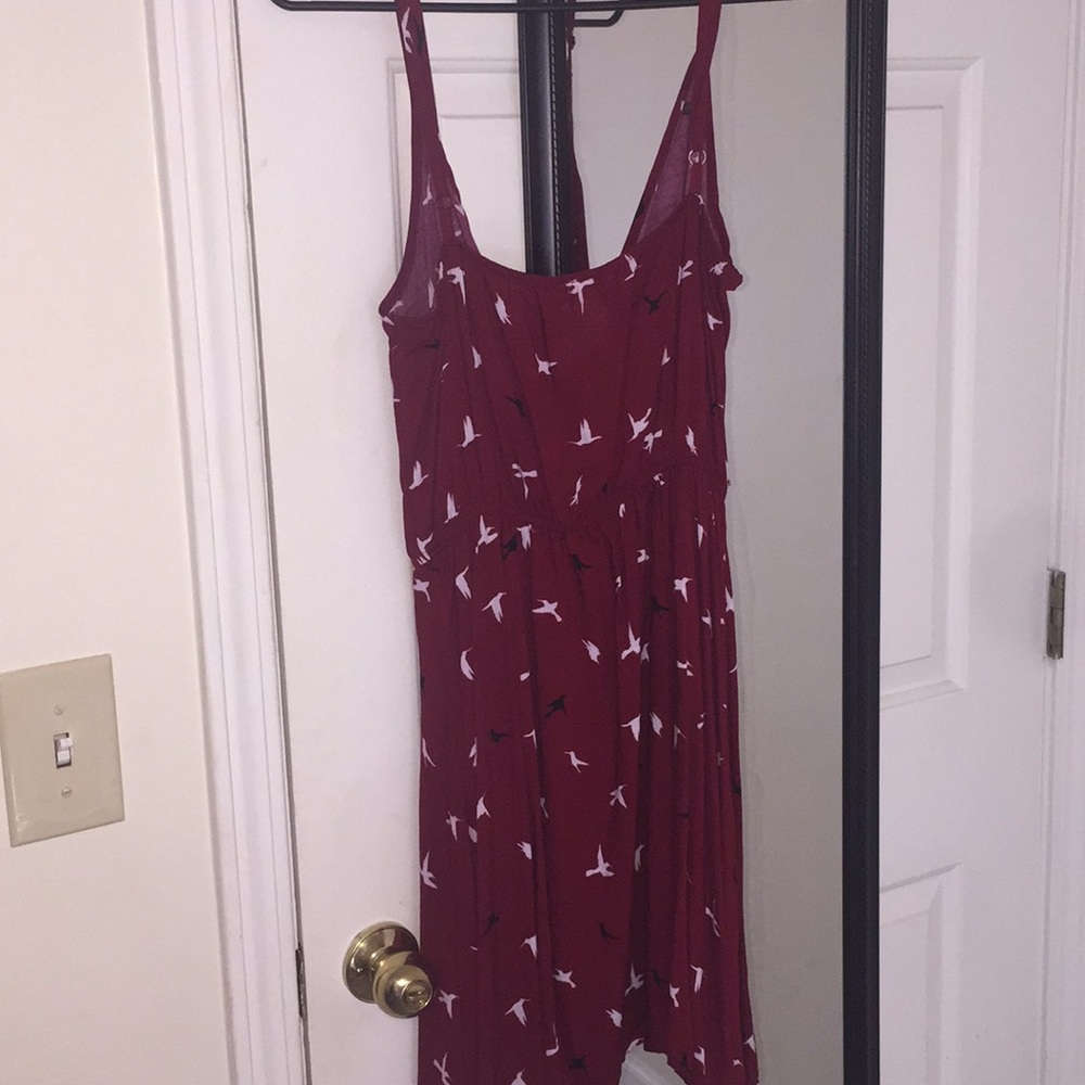 Red Bird Pattern Short Dress - Picture 3 of 3